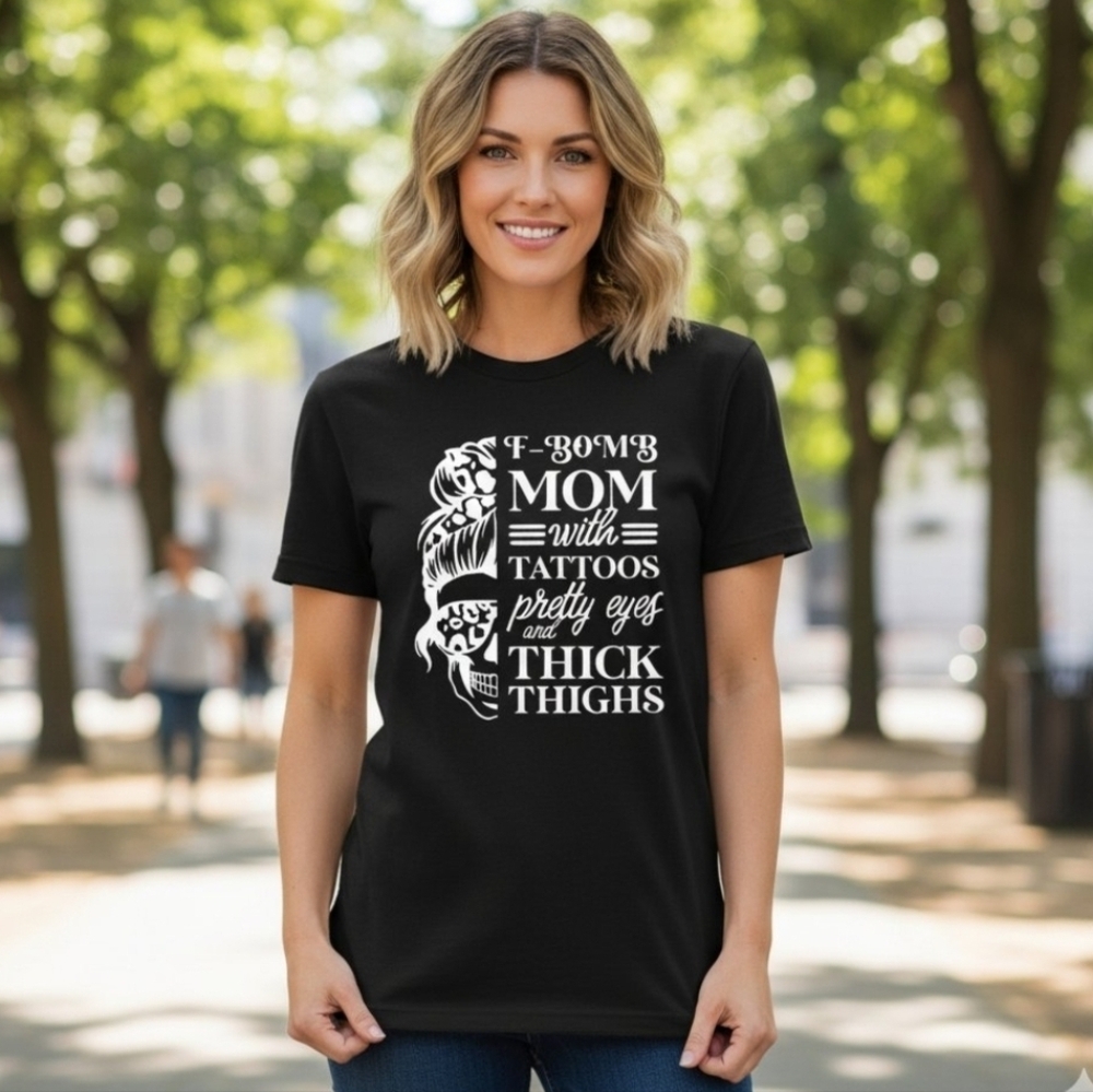 mom shirt skull skeleton cute Thick Thighs Tattoos popular Tatted Mama